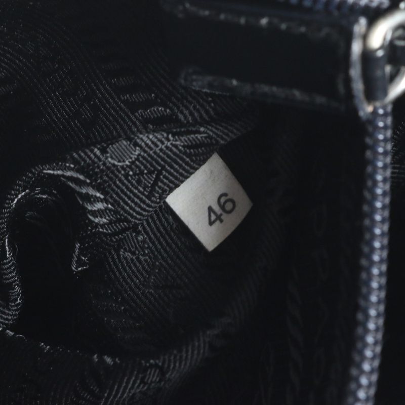 Prada Tessuto Nylon Triangle Logo Leather Shoulder Bag Crossbody Black Genuine