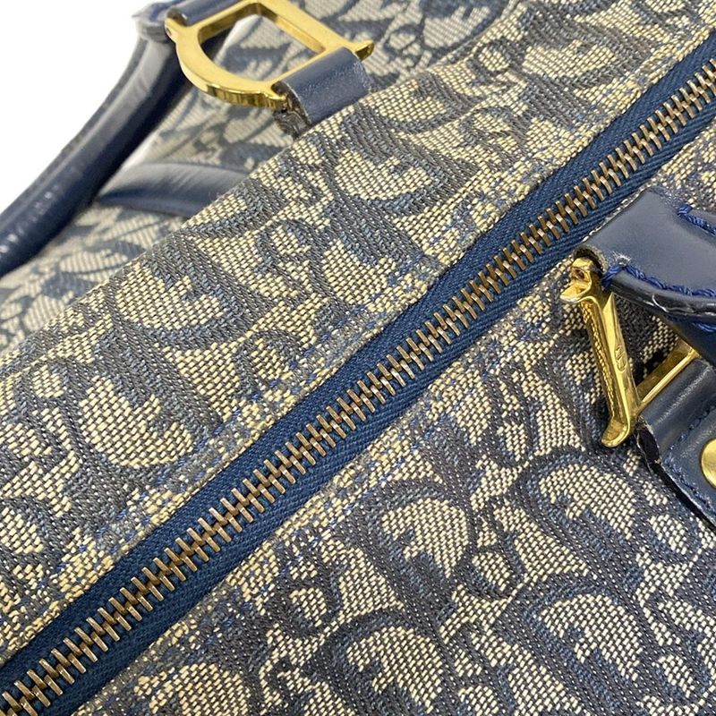 Dior Christian Dior Handbag Trotter Navy X Ivory Mini Boston Leather