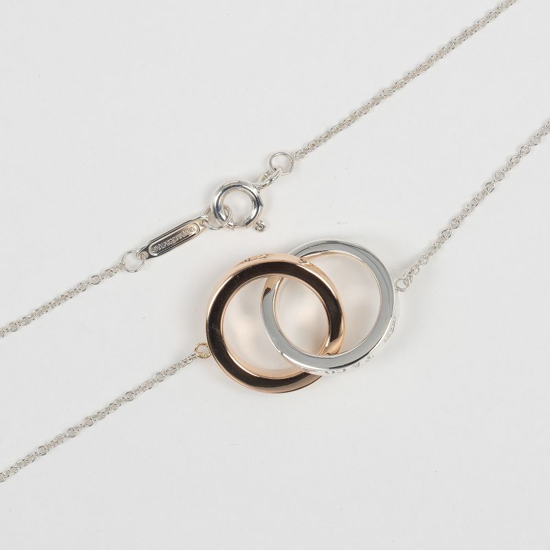 Tiffany & Co 1837 Interlocking Silver 925 X 18k Pink Gold