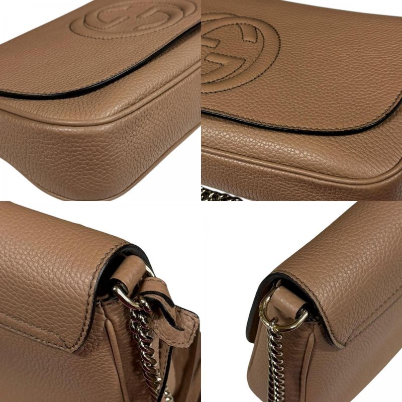 Gucci Soho Shoulder Bag Leather 536224 Beige Ladies Gucci Used Gucci