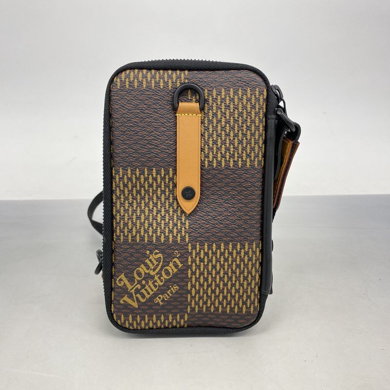 Louis Vuitton Shoulder Bag Damier Giant Double Phone Pouch N40377 Brown Men's