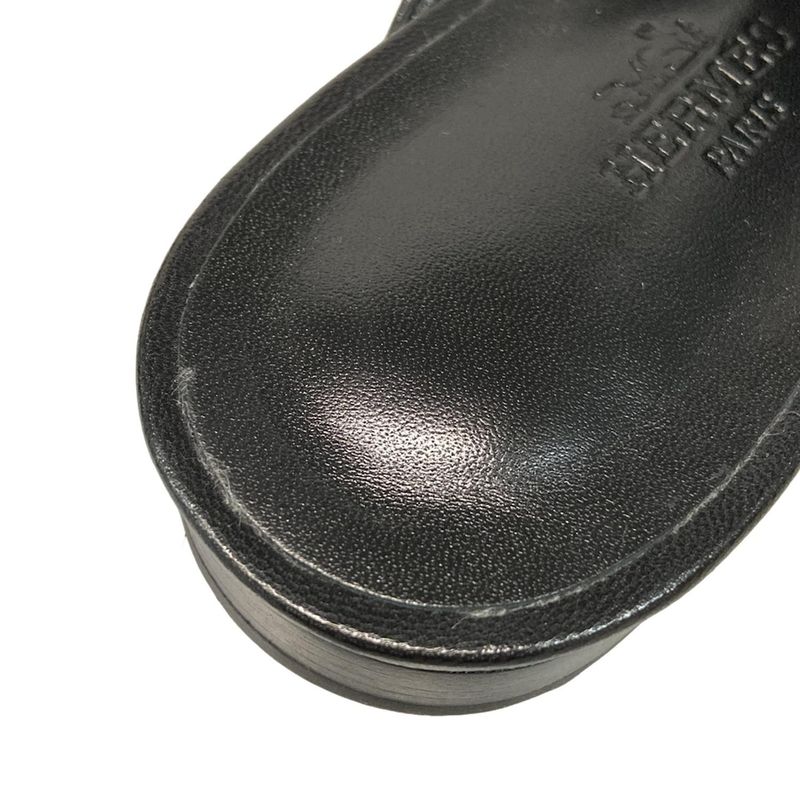 Hermes Mule 38 Women's Oz Black Silver Hardware Kelly Buckle Outsole Reupholster
