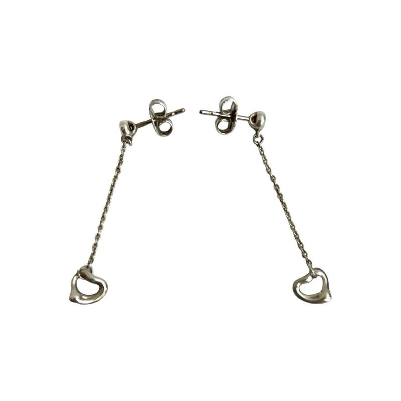 Tiffany & Co Open Heart Drop Earrings Silver 925