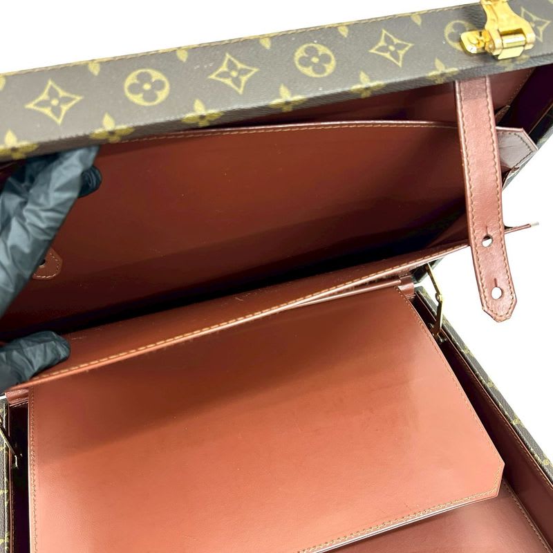 Louis Vuitton Vintage Crusher Monogram Leather Business Bag Briefcase Brown