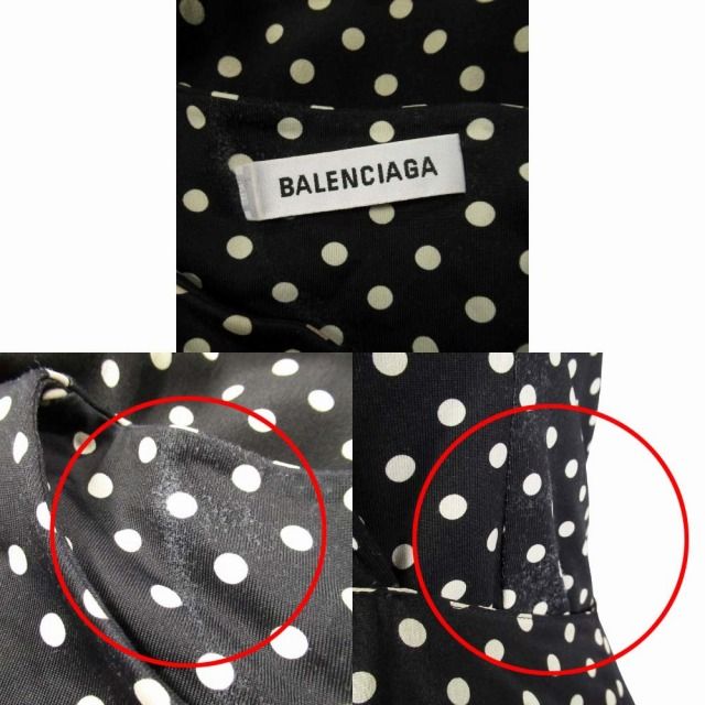 19aw Balenciaga Dot Fishtail Dress Logo Print Stretch Material Dress 38 Black