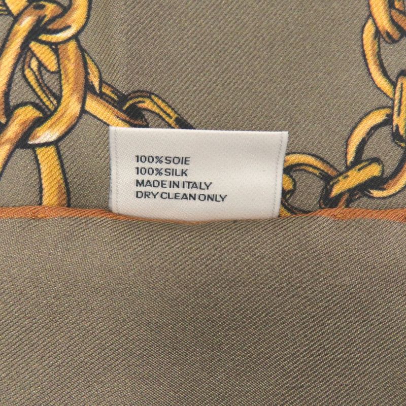 Celine Twill Bandana Taupe Silk Khaki Gold Scarf 1529 Celine
