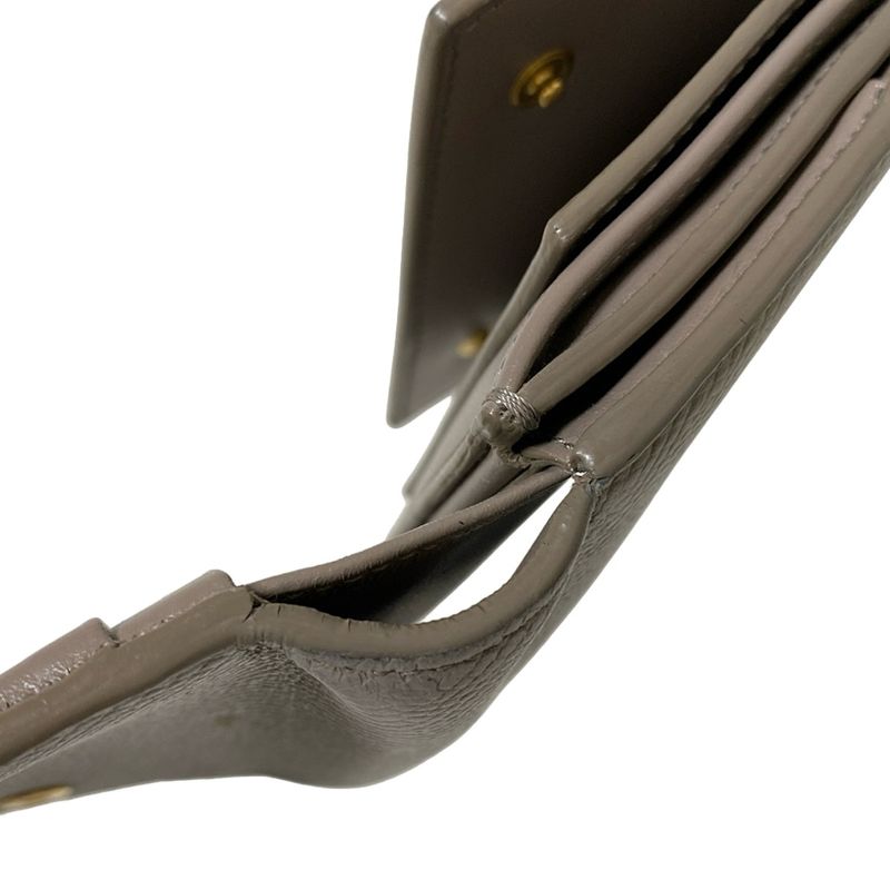 Celine Trifold Wallet Small Trifold Wallet Gray Beige Leather