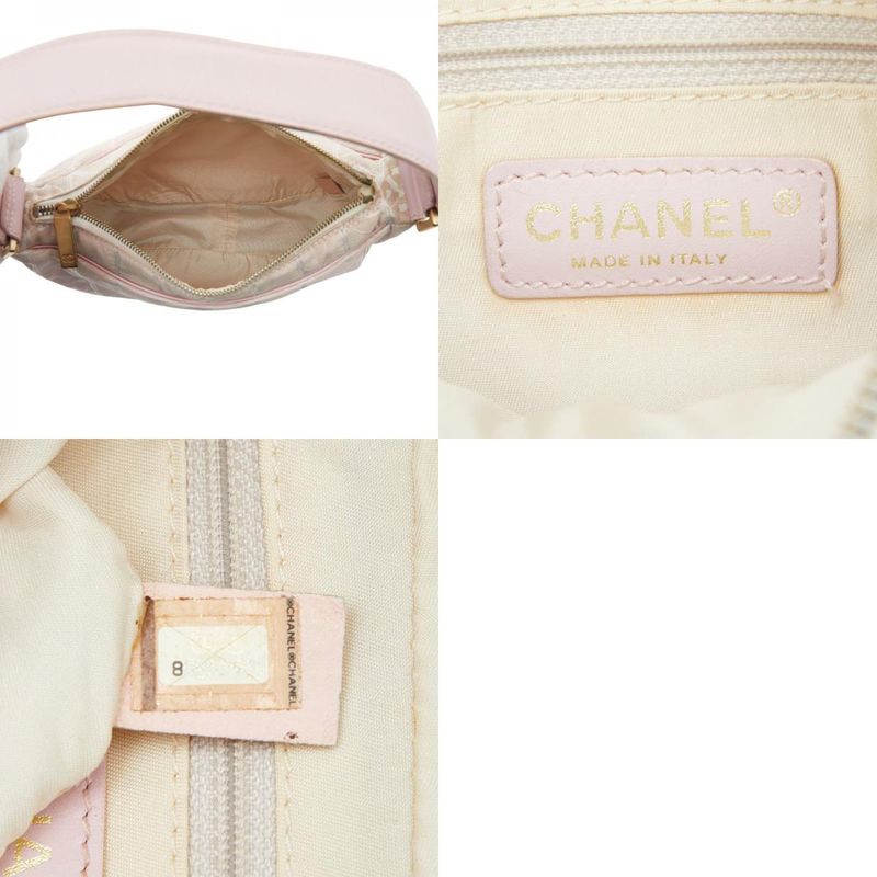 Chanel New Travel Line One Shoulder Bag Pink Nylon Leather Women's Chanel