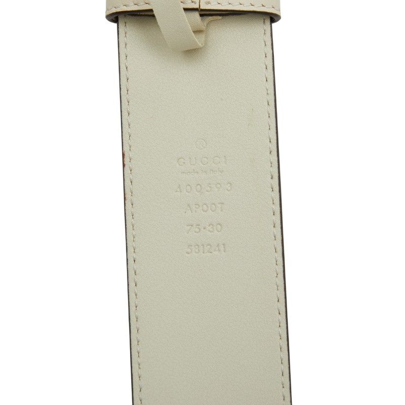 Gucci Double G Belt Size: 75・30 400593 Ivory Gold Leather Women's Gucci