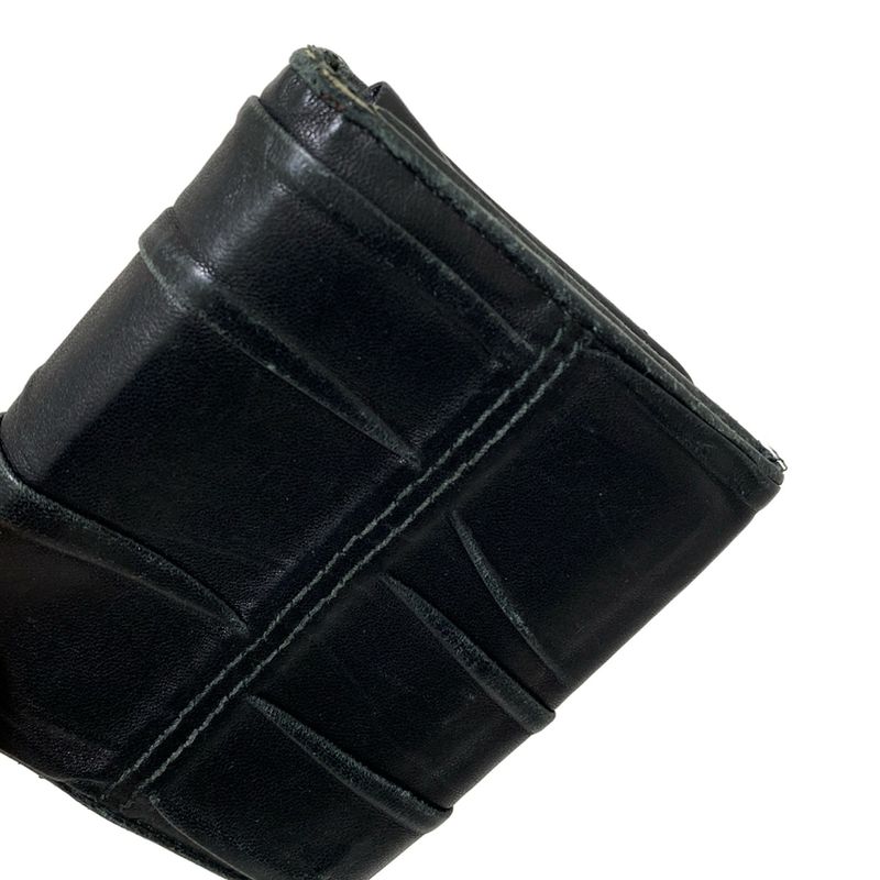 Prada Trifold Wallet Gathered Wallet Black Leather