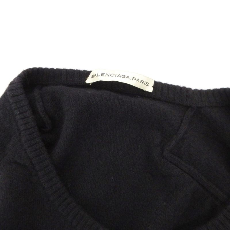 Balenciaga 2004 B Embroidery Sweater Knit Wool Long Sleeve 36 Black Uo Ibo84