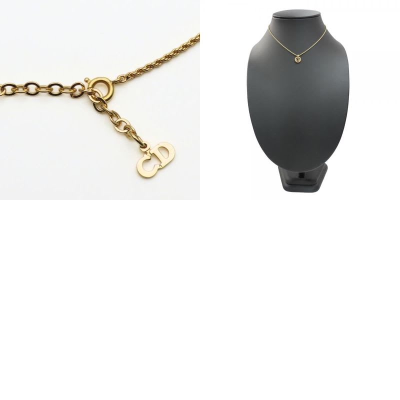 Christian Dior Necklace CD Logo Twisted Metal Gold Plated GP Accessories Ladies