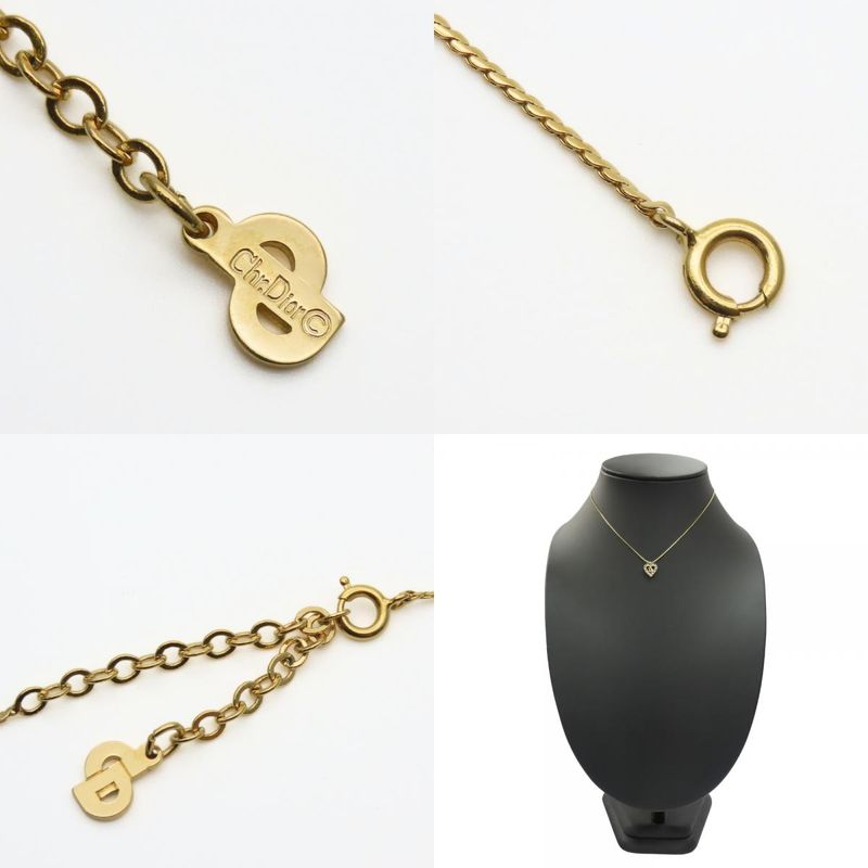 Christian Dior Necklace Heart Metal Gold Plated GP Accessories Ladies Women