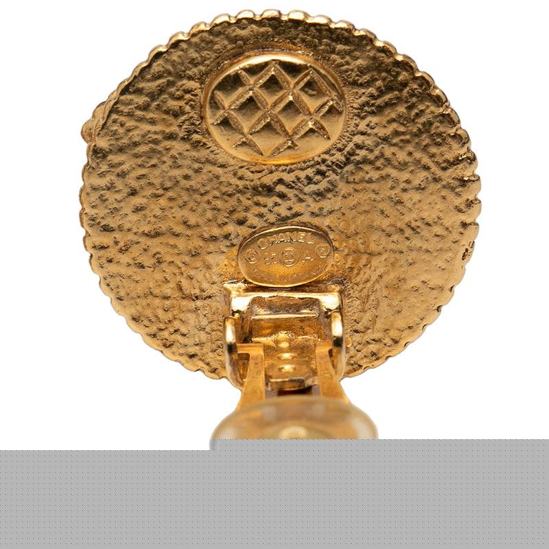 Chanel Vintage Coco Mark Round Earring Gold Plated Ladies Chanel