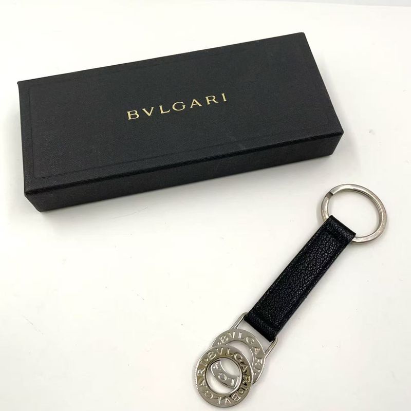 Bvlgari B Zero One Leather ×gp Black Doppiotondo Key Holder Silver