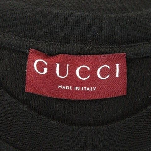 Gucci T-Shirt Short Sleeve Crew Neck Print Logo Cotton L Black Ah2 • Gy18