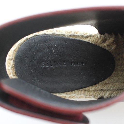 Celine Phoebe Period Sandals Espadrilles Leather Open Toe Wedge Sole 36 23cm