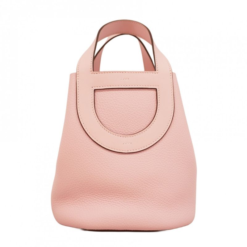 Hermes Handbag in the Loop 18 Taurillon Clemence Swift Rose Sakura Silver