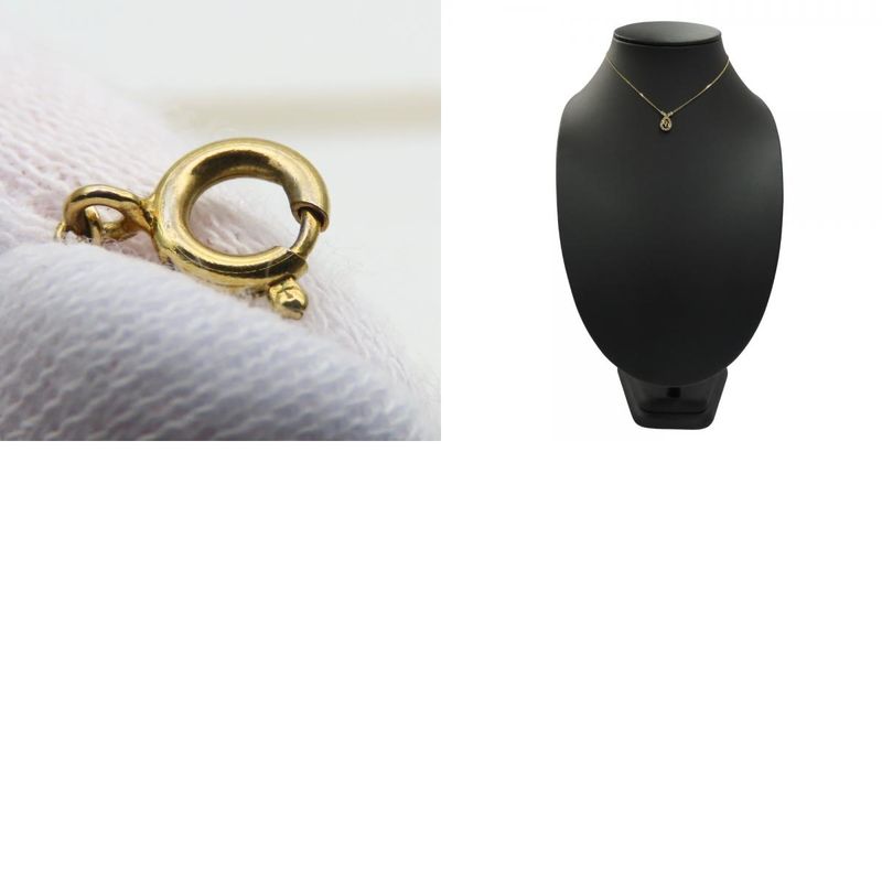 Christian Dior Necklace CD Logo Metal Rhinestone Gold Plated GP Accessories