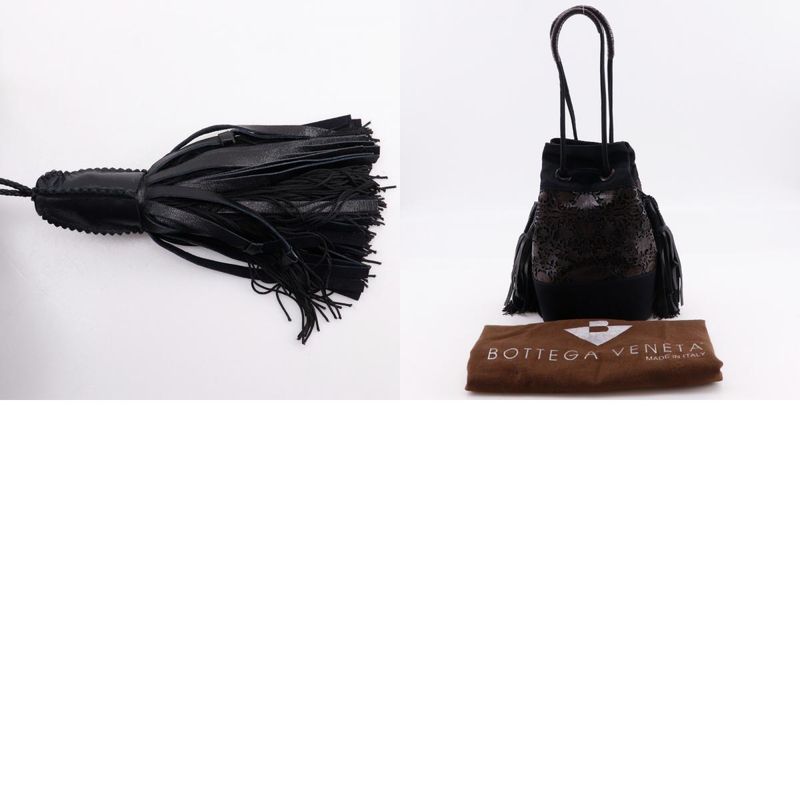 Bottega Veneta Draw String Punching Leather Fringe Satin X