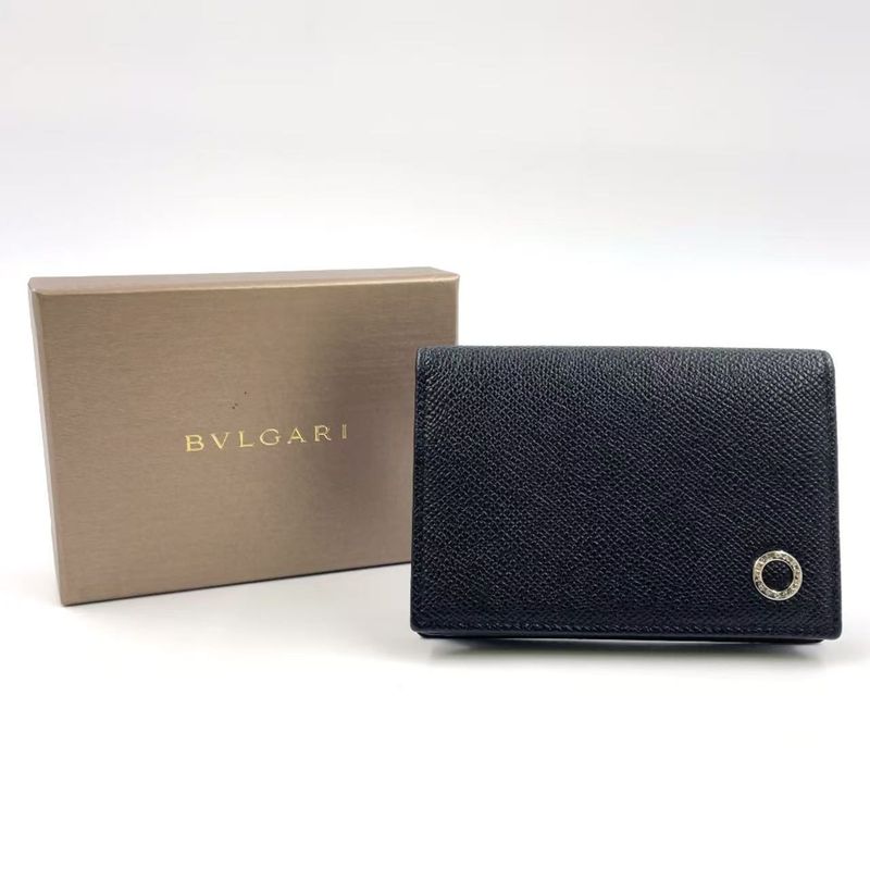 Bvlgari Man Business Card Holder Leather Card Case Silver