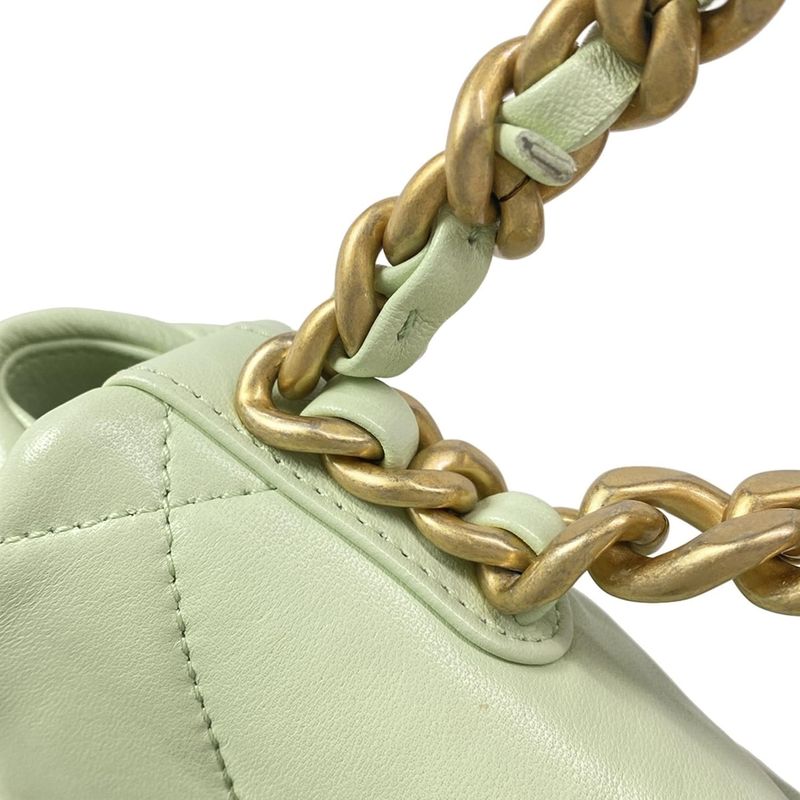 CHANEL Shoulder Bag Excellent Condition CHANEL 19 AS1160 Light Green Metal