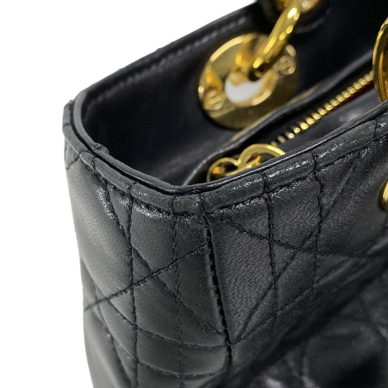 Dior Christian Dior Handbag Lady Dior Medium Bag Black Lambskin