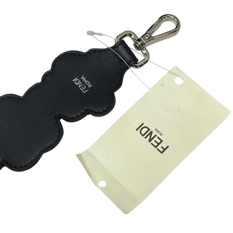 Fendi Long Strap You Shoulder Strap Accessory Leaf Velvet Leather Black Blue