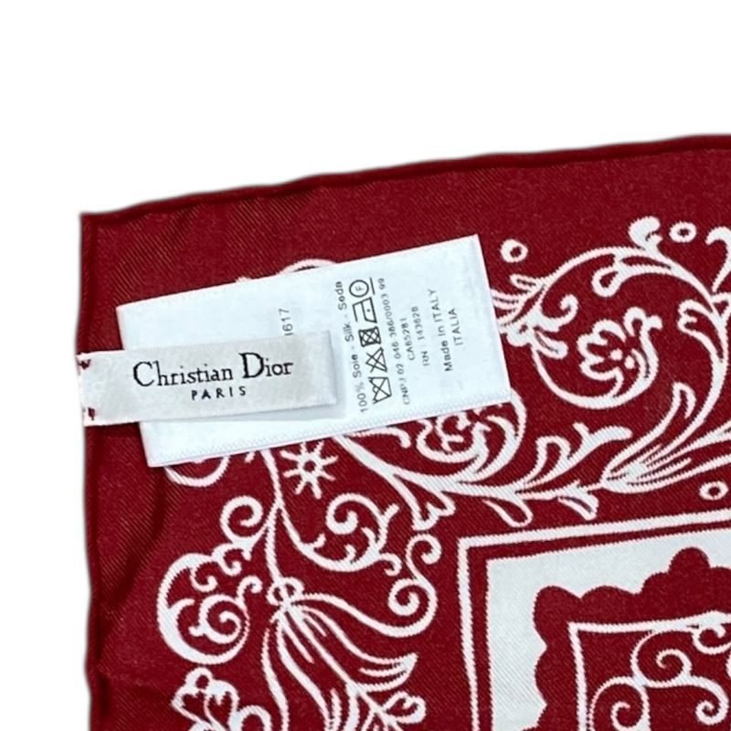 Christian Dior Scarf Accessory Silk Logo Bandana Pattern All Over Pattern White