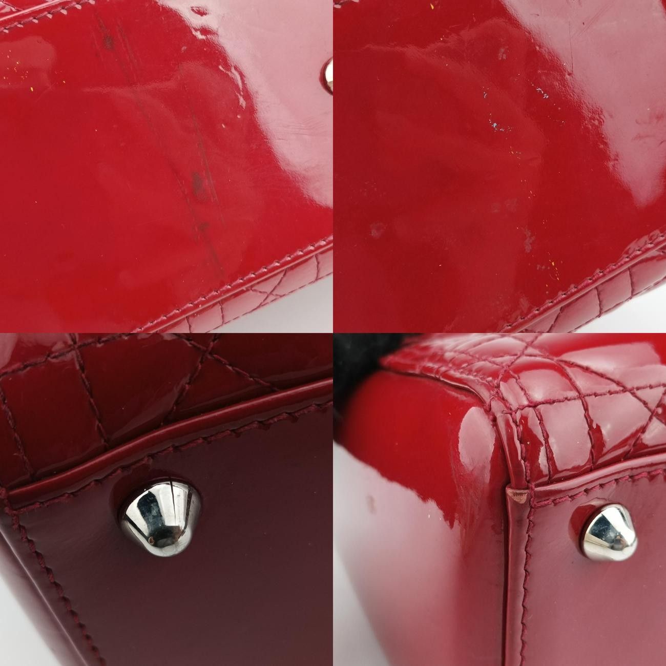 Christian Dior Lady Dior Red Patent 13-Bo-1102