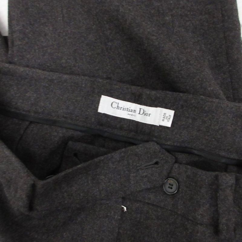 Christian Dior Slacks Wool Pants Straight Center Press Angora Blend 40 Gray