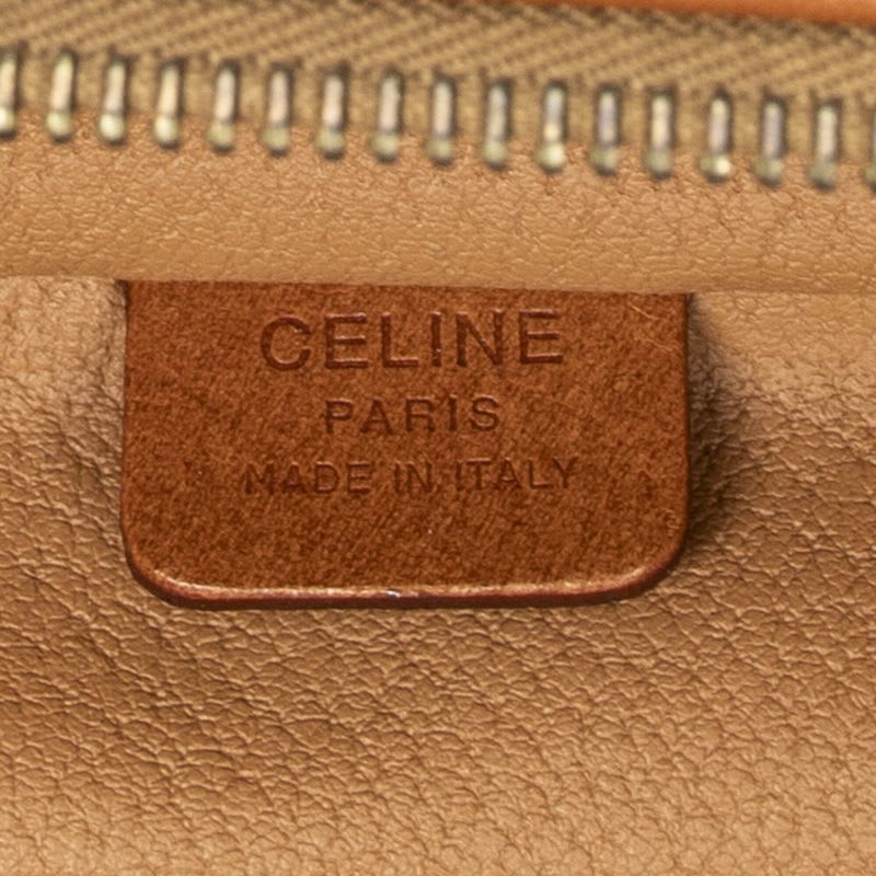 Celine Top Handle Toiletry Pouch Brown Macadam PVC Canvas AB