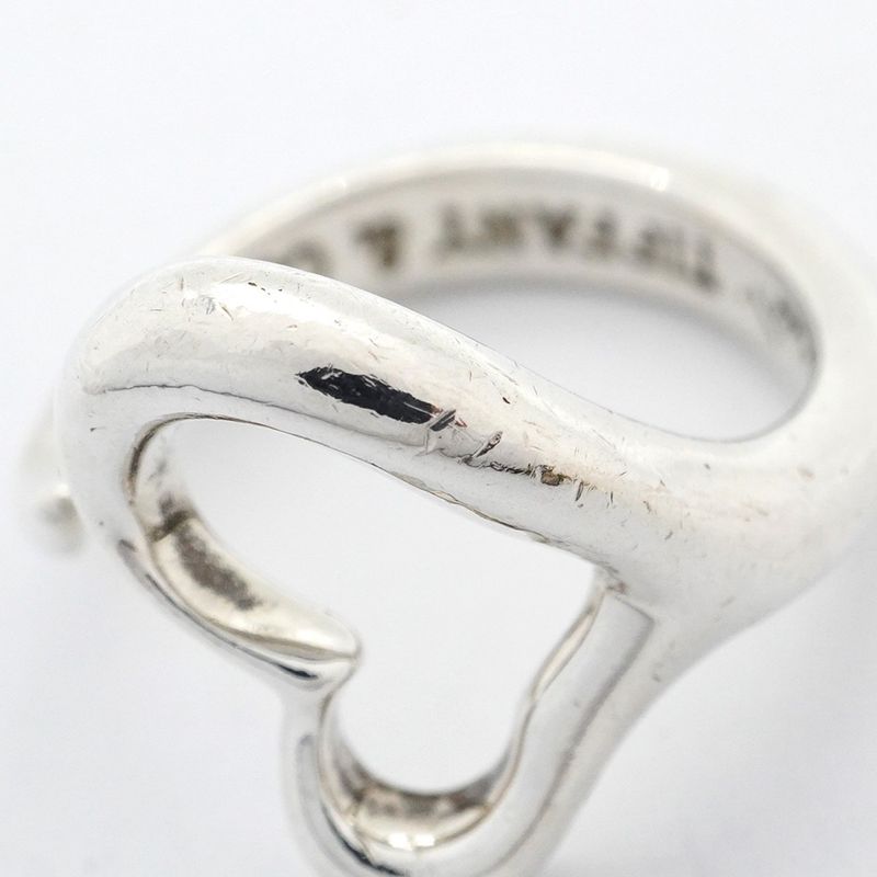 Tiffany & Co Ring Open Heart Silver 925 Size 8.5 Women's