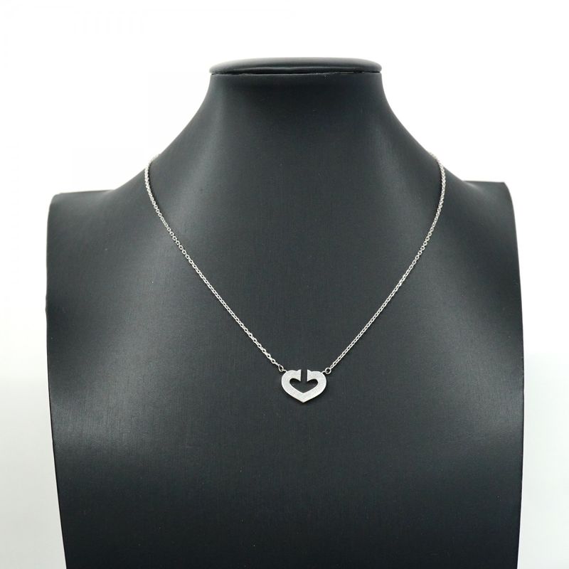 Cartier Necklace C Heart 18k White Gold White Gold Ladies