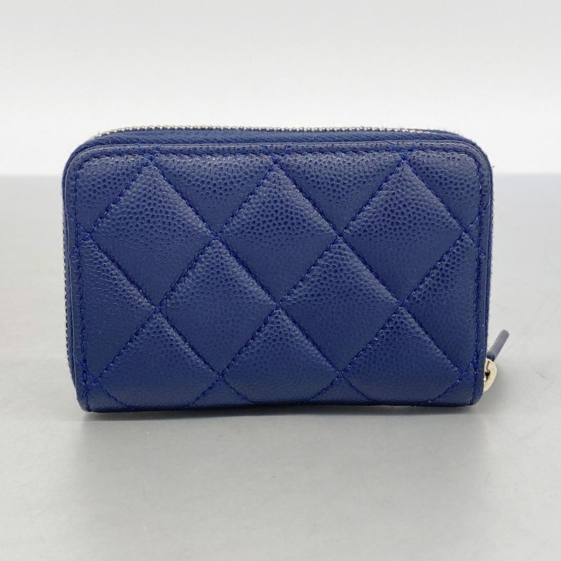 Chanel Coin Case Matelasse Caviar Skin Navy Chien Pangold Hardware Women's