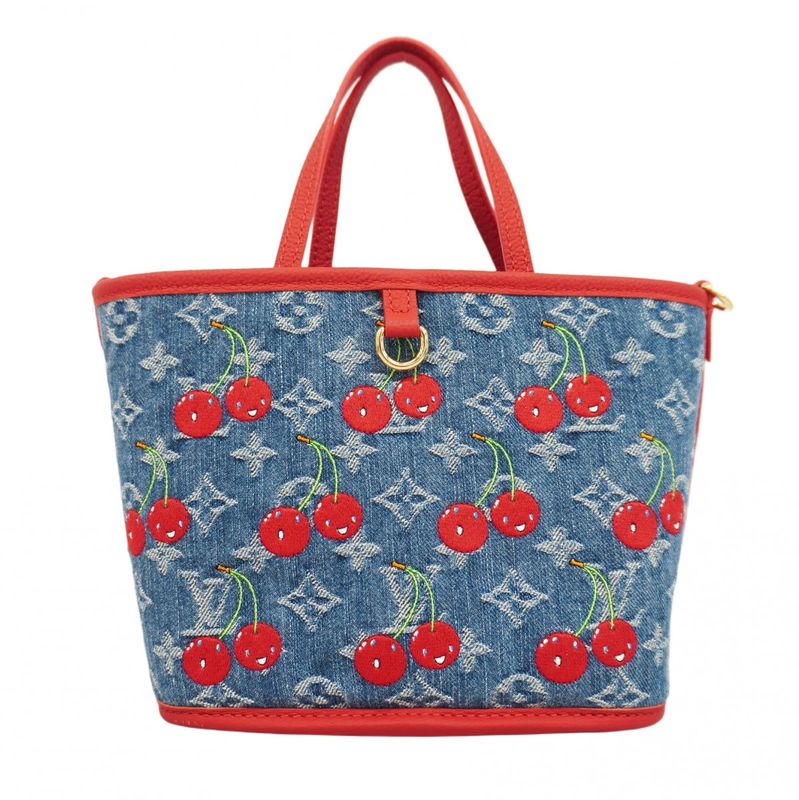 Louis Vuitton Handbag Monogram Cherry Denim Neverfull Inside Out BB M14997 Blue