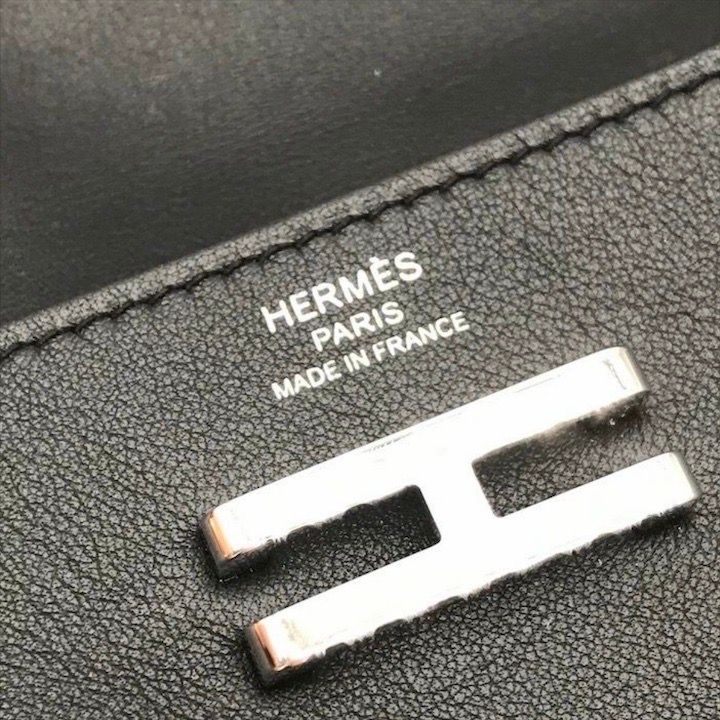 Hermes Elan Pocket Swift Waist Pouch Belt Bag Black Silver