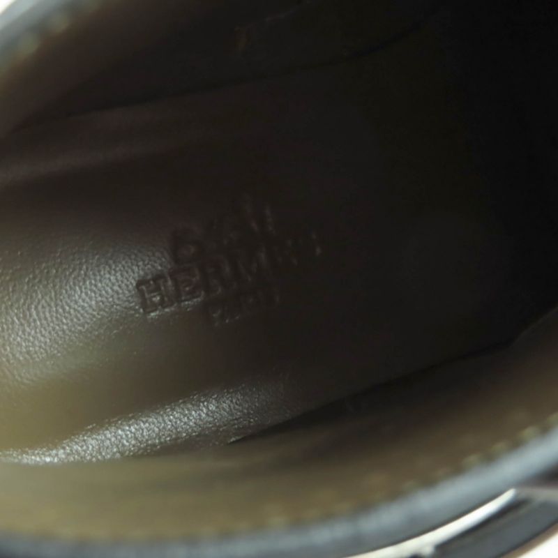 Hermes Neo Silver Hardware Kelly Buckle Leather Short Boots Black 34.5 Box And