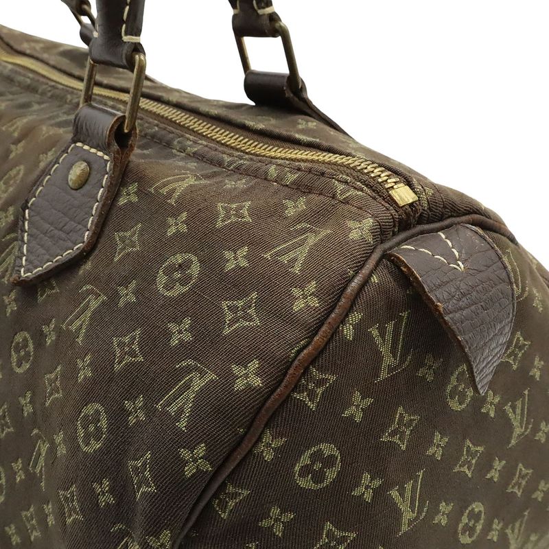 Louis Vuitton Monogram Mini Lin Speedy 30 Handbag Mini Boston Bag Canvas Ebene