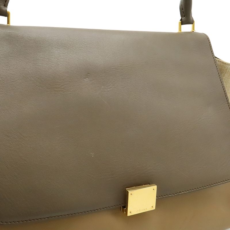 Celine Trapeze Handbag Shoulder Bag Semi-shoulder Shoulder Leather Canvas Gray