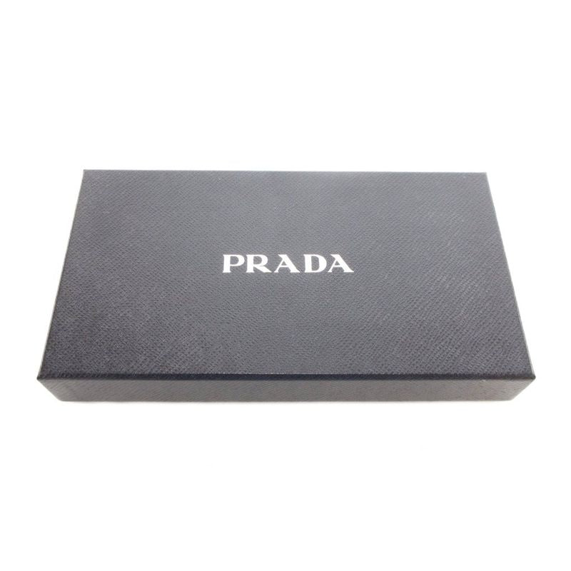 Prada Long Wallet Vitello Leather Round Zipper Black 1ml506 Uo Aa