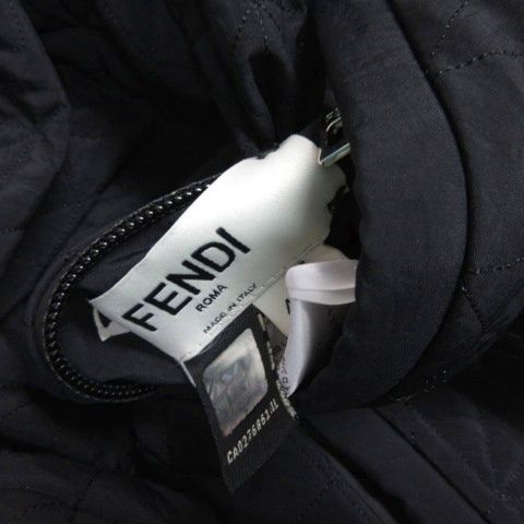 Fendi Reversible Down Jacket Coat Short Rabbit Fur Quilting Blue Black 40