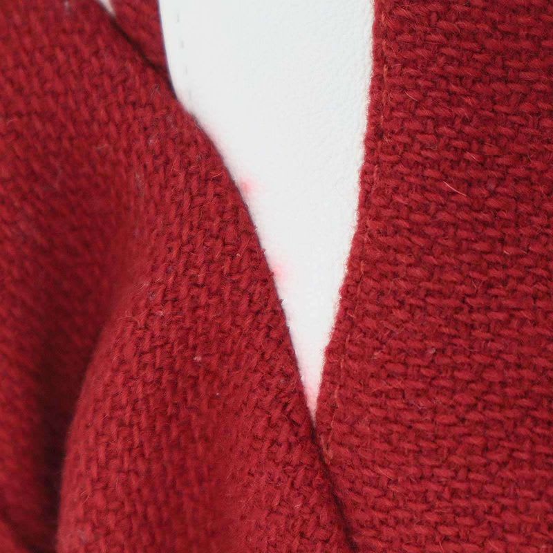 Saint Laurent Paris Leather Trim Wool Teddy Jacket Y213 Q Red 46