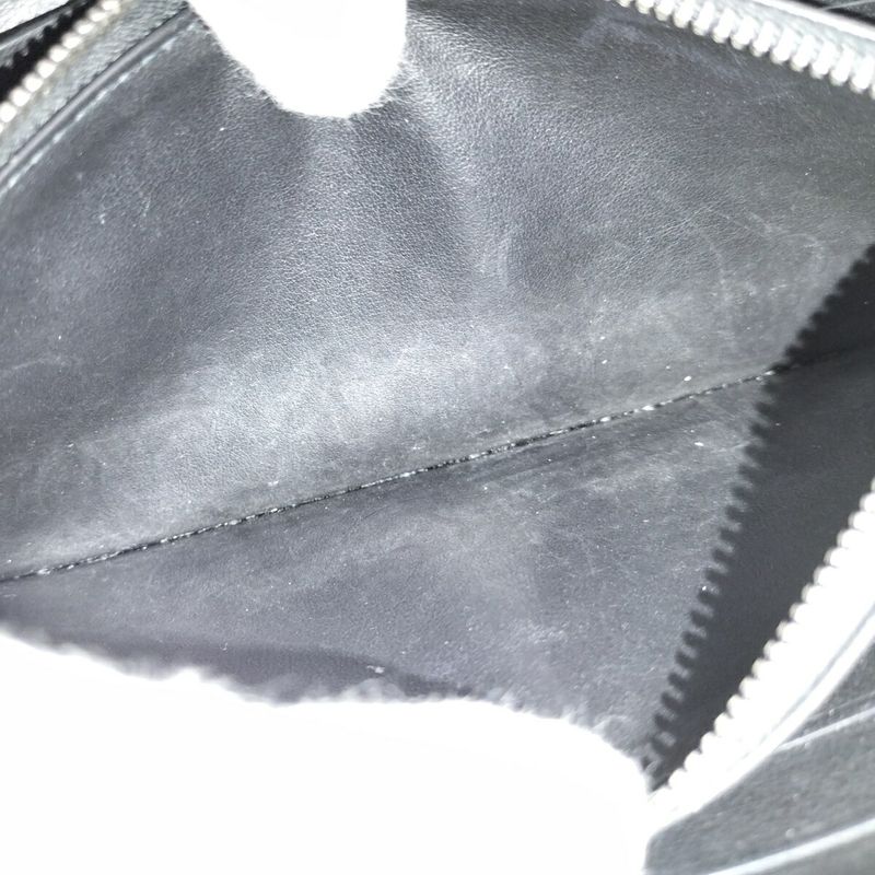 Bottega Veneta Round Zipper Long Wallet Intrecciato Leather Black