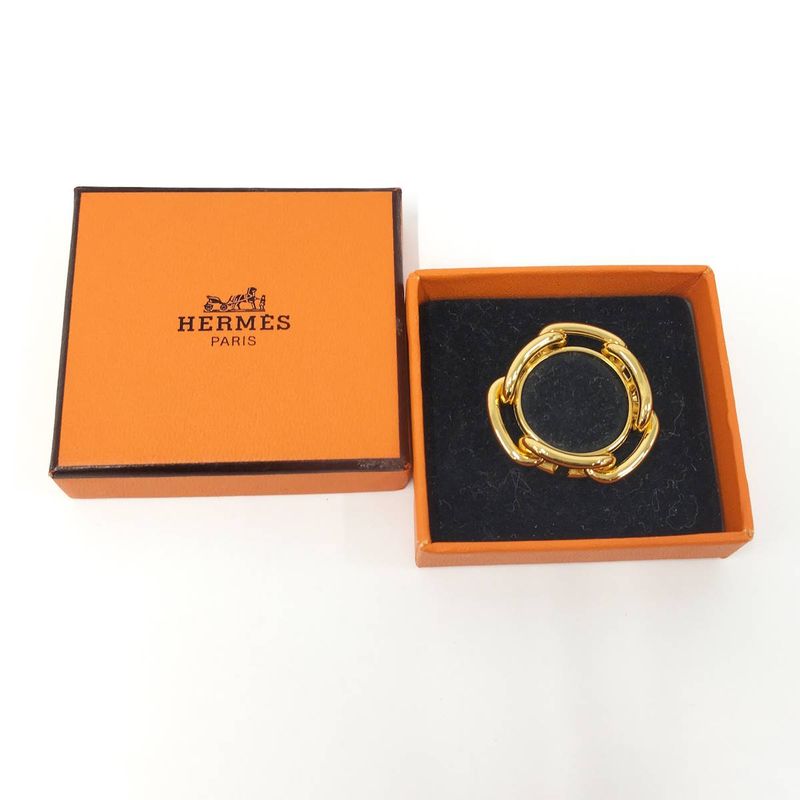 Hermes Scarf Ring Chaine D'ancre Plated Gold