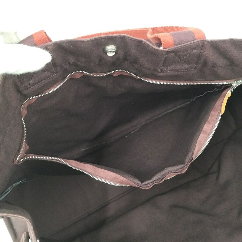 Hermes Tote Bag Fourre Tout MM Canvas Brown Red