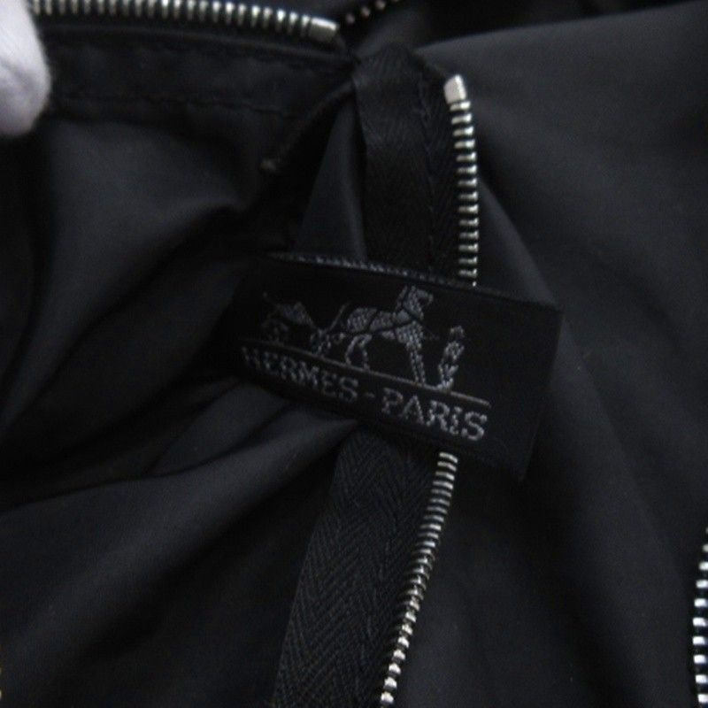 Hermes Acapulco MM Nylon Shoulder Bag Toile Chevron Black