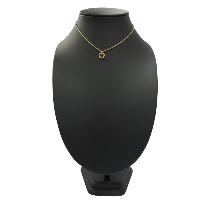 Christian Dior Necklace CD Logo Metal Gold GP Plated Accessories Ladies