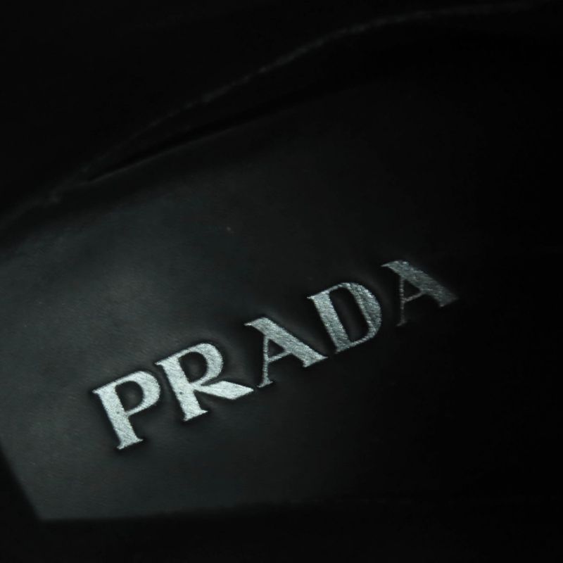 ◇prada 1u635n Mid-length Leather Long Boots With Triangle Logo Plate Black 36