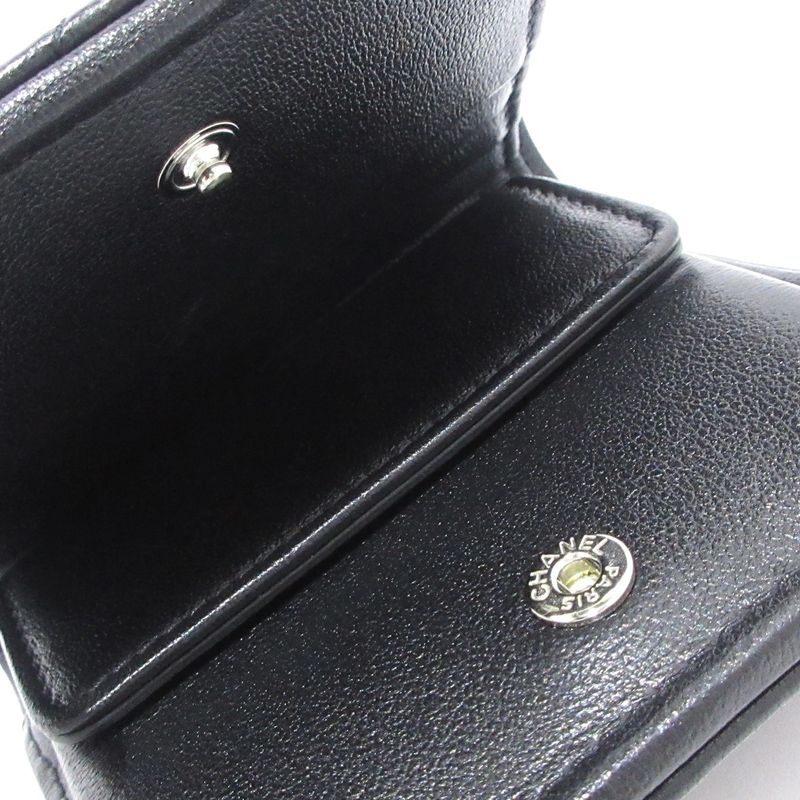 Chanel Bifold Wallet Matelasse Ap3407 Black Silver Hardware Lambskin